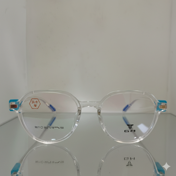 Crystal Clear Geometric Crown Panto Eyewear – Transparent Frames