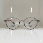 Modern Geometric Crown Panto Eyewear – Translucent Grey